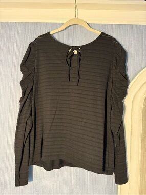 LOFT Black Keyhole Long Sleeve Blouse XL